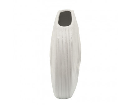 Sagebrook 14" Oval Swirled Vase - White