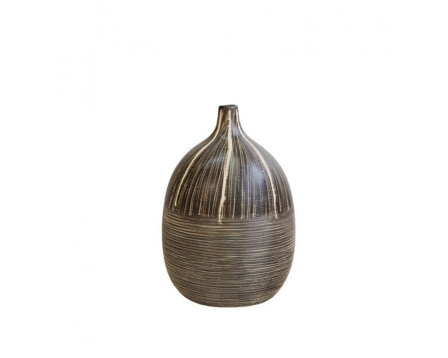 Sagebrook 7" Tribal Vase - Brown