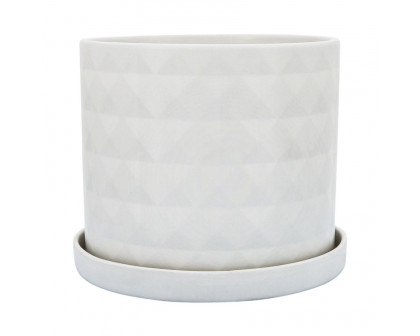 Sagebrook 10"/12" Diamond Planters With Saucer (Set Of 2) - White