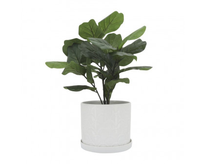 Sagebrook 10"/12" Scaly Planters With Saucer (Set Of 2) - White