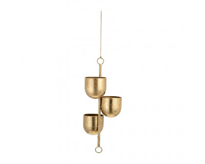 Sagebrook 4" Metal 3-Hanging Planters - Gold