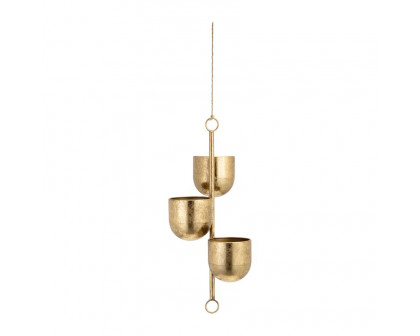 Sagebrook 4" Metal 3-Hanging Planters - Gold