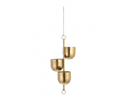 Sagebrook 4" Metal 3-Hanging Planters - Gold