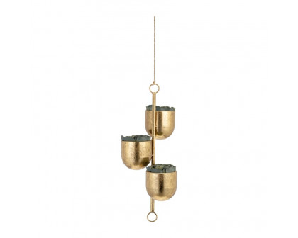 Sagebrook 4" Metal 3-Hanging Planters - Gold