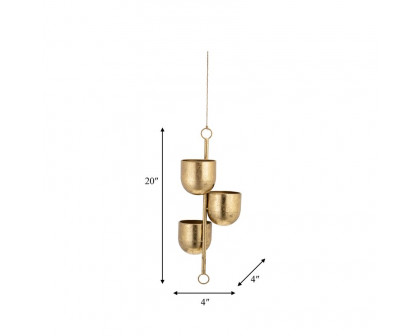 Sagebrook 4" Metal 3-Hanging Planters - Gold