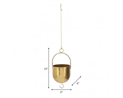 Sagebrook 6" Metal Hanging Planter - Gold