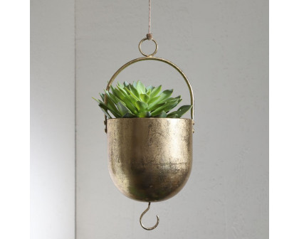 Sagebrook 6" Metal Hanging Planter - Gold