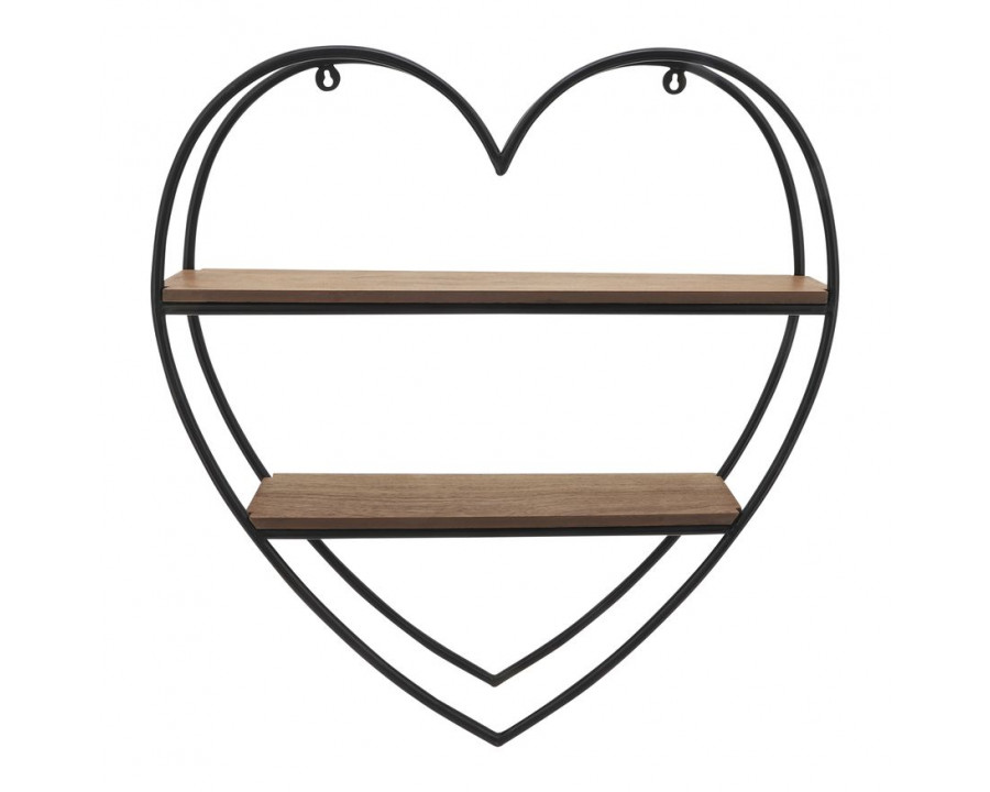 Sagebrook - Metal/Wood Heart Shaped Wall Shelf in Brown