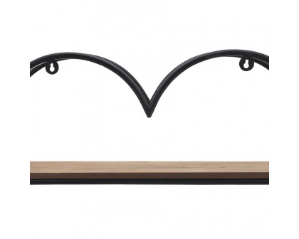 Sagebrook - Metal/Wood Heart Shaped Wall Shelf in Brown