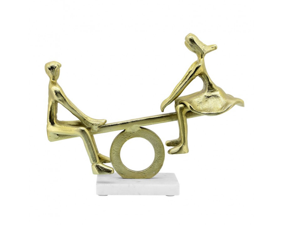 Sagebrook - 17" Metal Couple On See-Saw in Gold