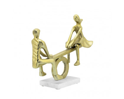 Sagebrook - 17" Metal Couple On See-Saw in Gold