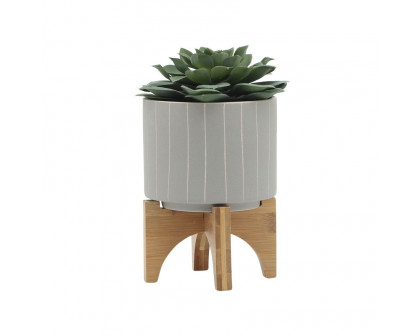 Sagebrook™ 5" Stripes Planter With Stand - Tan