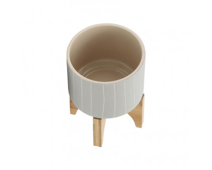 Sagebrook™ 5" Stripes Planter With Stand - Tan