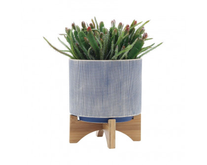 Sagebrook 5"/8" Mesh Planters With Stand (Set Of 2) - Blue