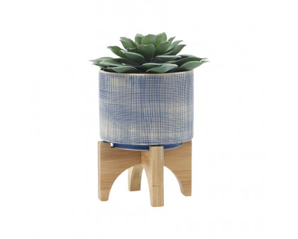 Sagebrook 5"/8" Mesh Planters With Stand (Set Of 2) - Blue