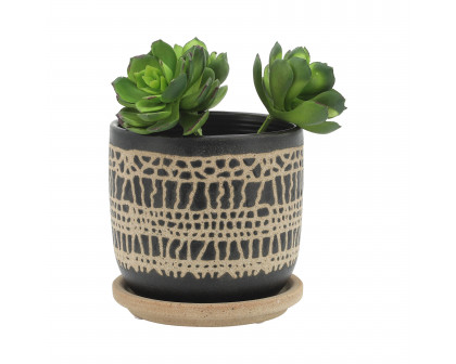 Sagebrook™ 6" Glazed Planter with Saucer (Set Of 2) - Black