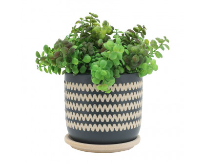 Sagebrook™ 5"/6" Zig-zag Planters With Saucer (Set Of 2) - Teal