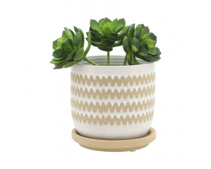 Sagebrook™ 5"/6" Zig-zag Planters With Saucer (Set Of 2) - White