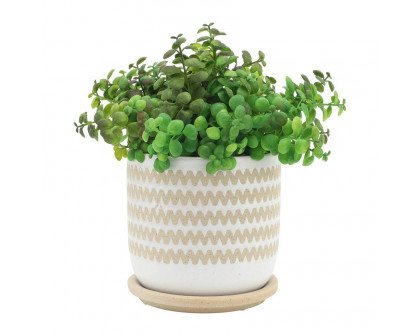 Sagebrook™ 5"/6" Zig-zag Planters With Saucer (Set Of 2) - White