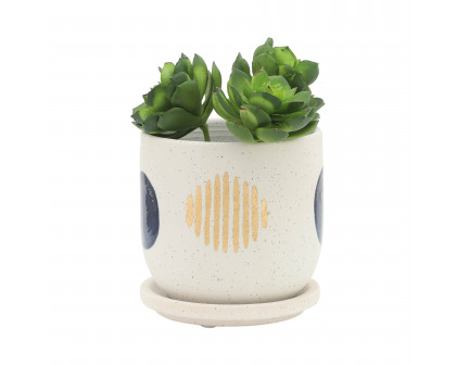 Sagebrook 5"/6" Funky Planter with Saucer (Set Of 2) - White