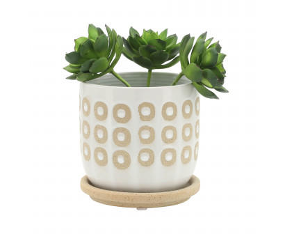 Sagebrook - 5"/6" Circles Planter with Saucer (Set Of 2) in White