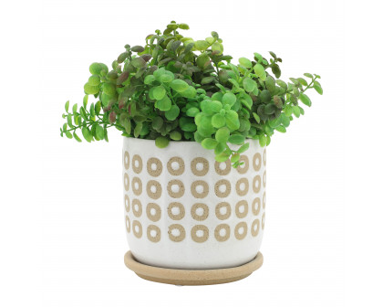 Sagebrook - 5"/6" Circles Planter with Saucer (Set Of 2) in White