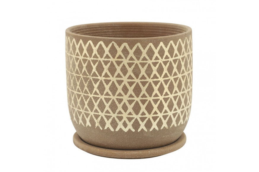 Sagebrook™ 8" Cross Planter With Saucer - Tan