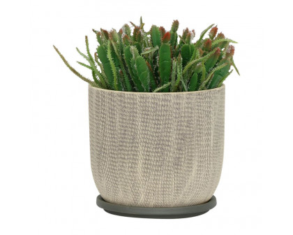 Sagebrook 8" Mesh Planter with Saucer - Gray