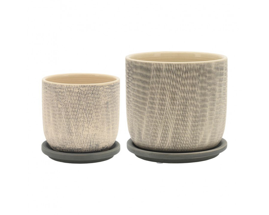 Sagebrook 6" Mesh Planters with Saucer (Set Of 2) - Gray