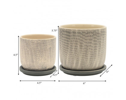 Sagebrook 6" Mesh Planters with Saucer (Set Of 2) - Gray