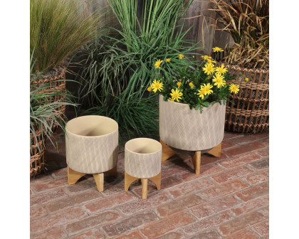 Sagebrook 10" Mesh Planter With Stand - Tan