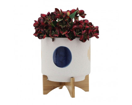 Sagebrook 10" Funky Planter With Stand - White