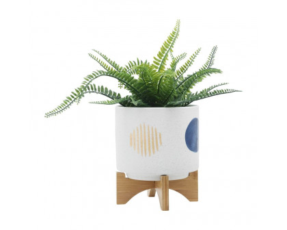 Sagebrook 5"/8" Funky Planters With Stand (Set Of 2) - White