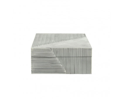 Sagebrook - Resin Ridged Boxes (Set Of 2) in White