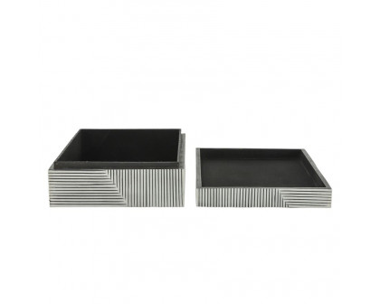 Sagebrook - Resin Ridged Boxes (Set Of 2) in White