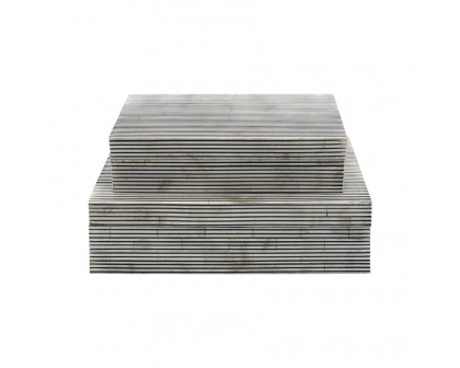 Sagebrook - Resin Pinstripe Boxes (Set Of 2) in Black/White