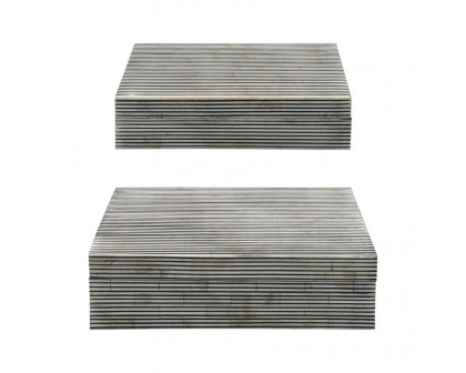 Sagebrook - Resin Pinstripe Boxes (Set Of 2) in Black/White