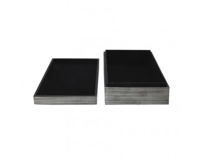 Sagebrook - Resin Pinstripe Boxes (Set Of 2) in Black/White