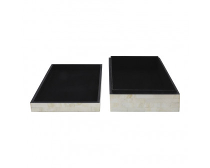 Sagebrook - Resin Checkered Boxes (Set Of 2) in Black/White