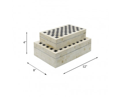 Sagebrook - Resin Checkered Boxes (Set Of 2) in Black/White