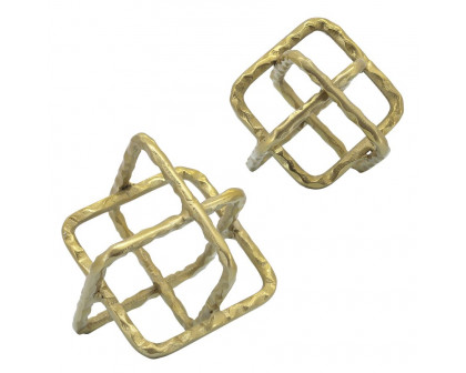 Sagebrook 8" Metal Square Orbs - Gold