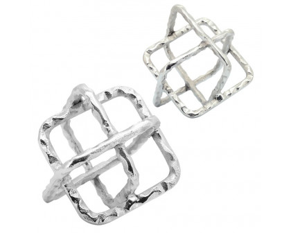 Sagebrook 8" Metal Square Orbs - Silver