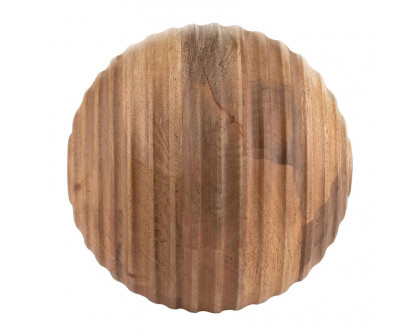 Sagebrook 8" Wooden Orb With Ridges - Natural