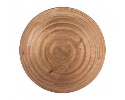 Sagebrook 8" Wooden Orb With Ridges - Natural