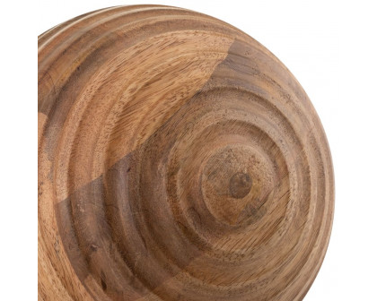 Sagebrook 8" Wooden Orb With Ridges - Natural