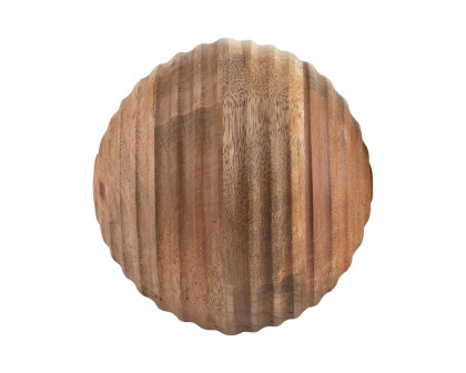 Sagebrook 6" Wooden Orb With Ridges - Natural