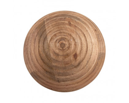 Sagebrook 6" Wooden Orb With Ridges - Natural