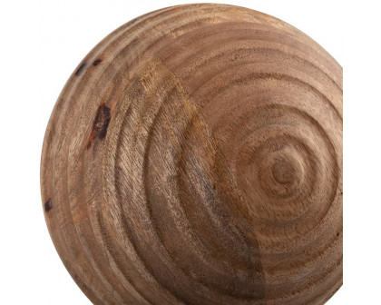 Sagebrook 6" Wooden Orb With Ridges - Natural