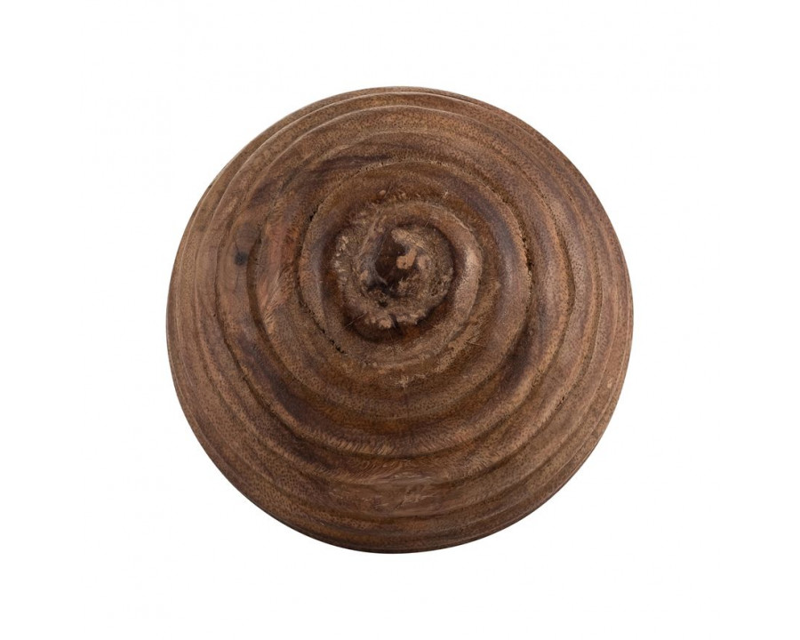 Sagebrook 4" Wooden Orb With Ridges - Natural