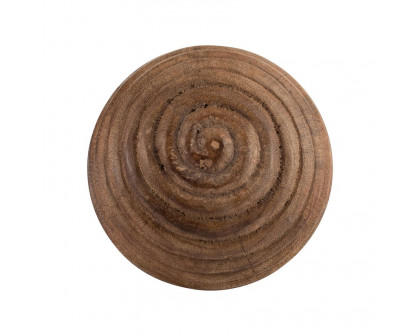 Sagebrook 4" Wooden Orb With Ridges - Natural